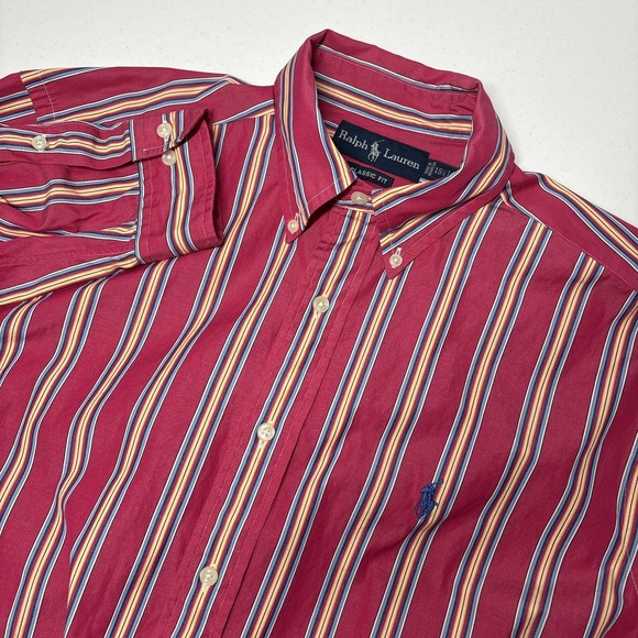 Ralph Lauren Other - VTG Ralph Lauren Men Classic Fit Shirt Size M Pink Button Down Striped Colorful